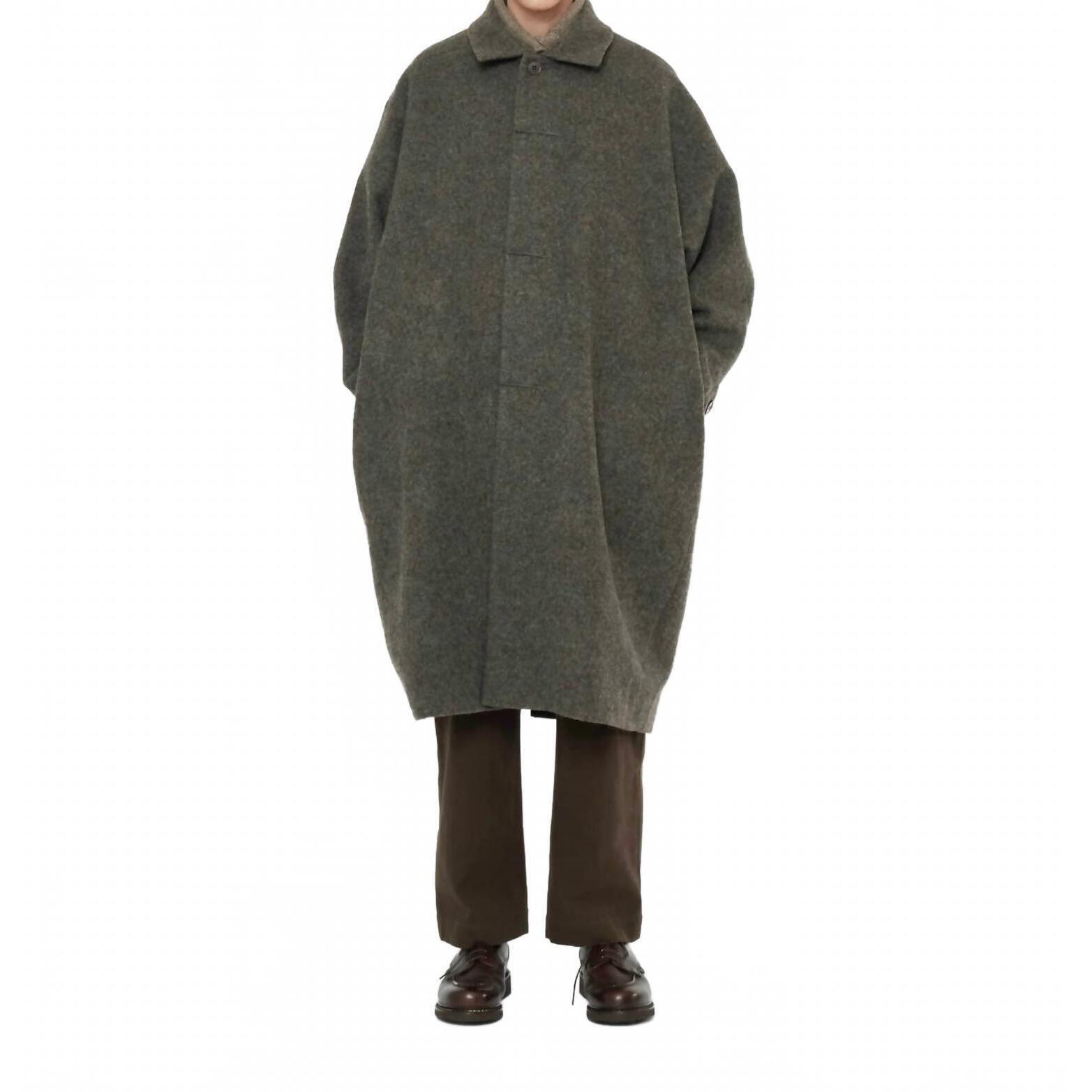 New 7115 By Szeki Cuffed Wool Coat In Heathered Pebble